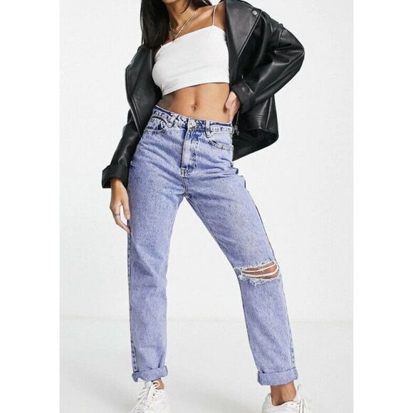 MISSGUIDED Plus High Waist Riot Mom Jeans Blue Wash Sz 18 - Picture 1 of 5